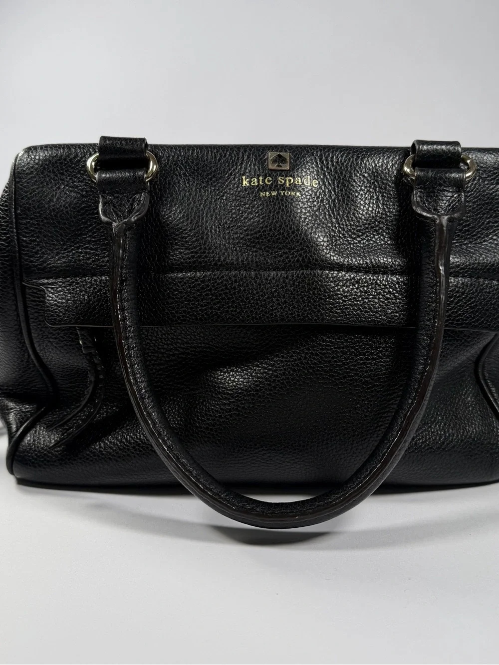 Kate Spade New York Black Pebbled Leather Satchel Crossbody EUC